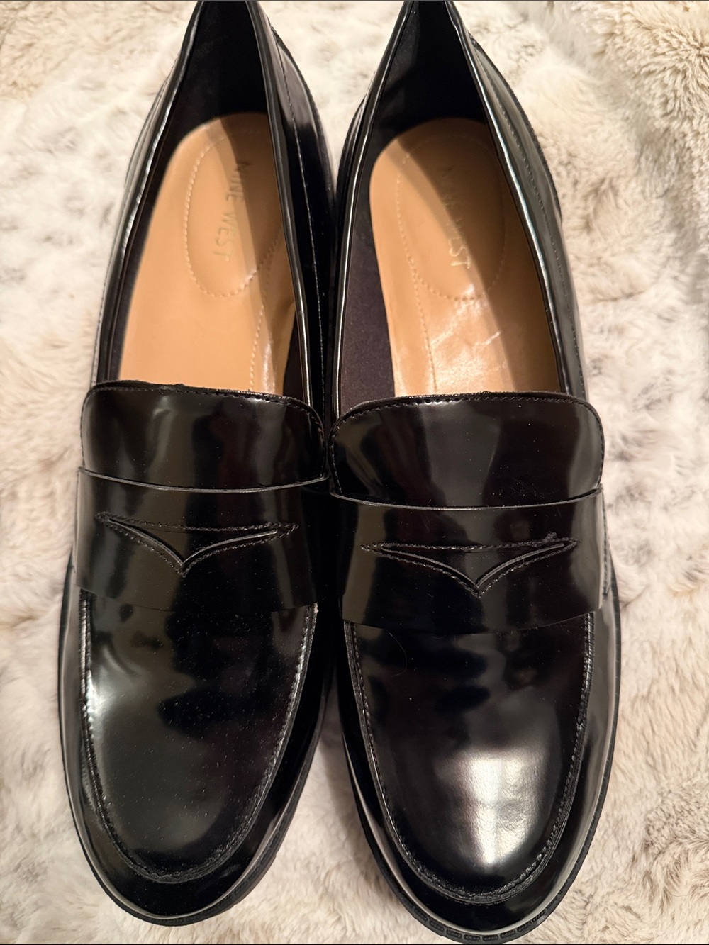 Nine West Naveen Black Patent Penny Loafers